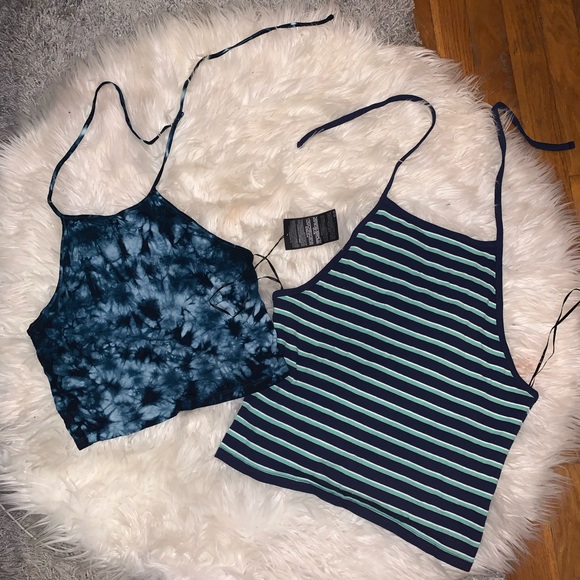 Tie Dye & Striped Cropped Halter Top Set - Picture 1 of 3